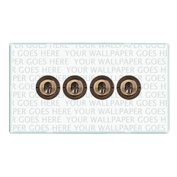 Image of Wisteria Perception Clear Perspex 4 Gang 2 Way Toggle Switch