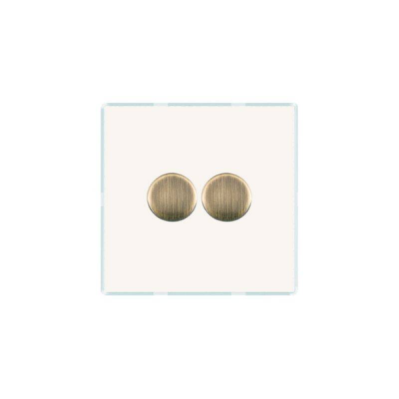 Image of Wisteria Perception Clear Perspex 2 Gang Rotary Dimmer Switch