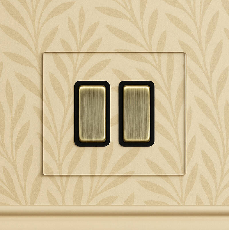 Image of Wisteria Perception Clear Perspex 4 Gang 2 Way Rocker Switch