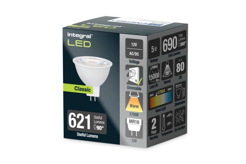 Image of Integral 5W Dimmable Cool White LED MR16 Bulb