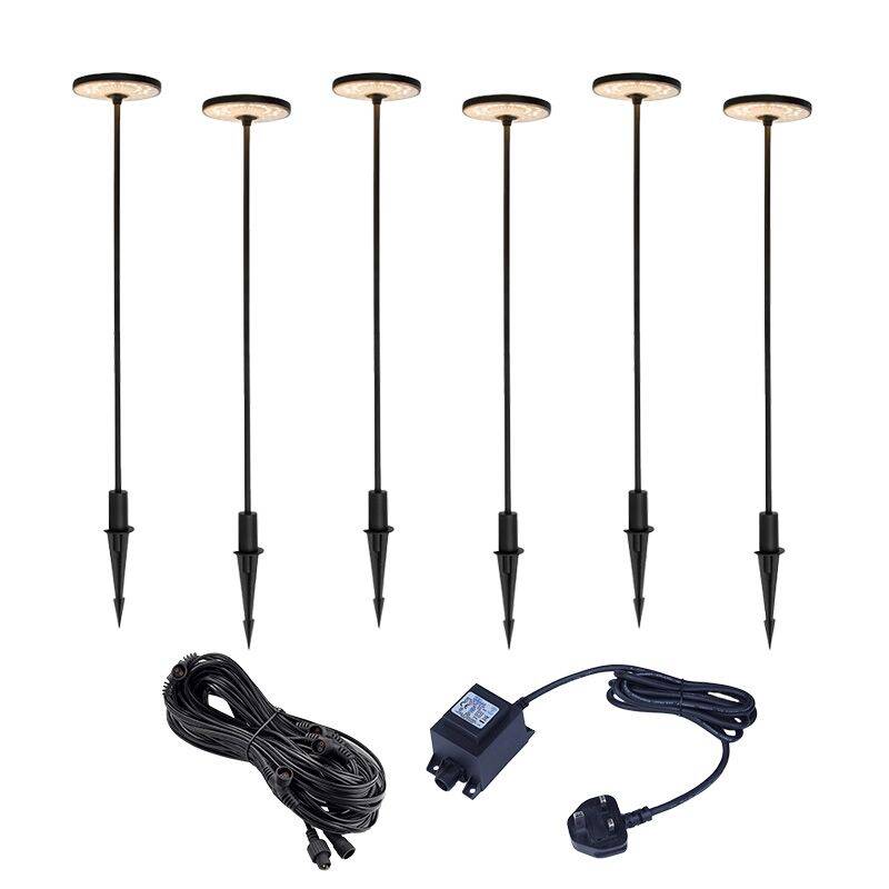 Image of Easyfit 12V Garden Lights - Hydrangea LED Outdoor Feature Stake Light Kit - 6 Lights