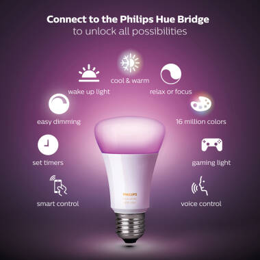 Image of Philips Hue 9W Multi Colour Smart Dimmable LED Bulb Bayonet Cap - Pack of 2