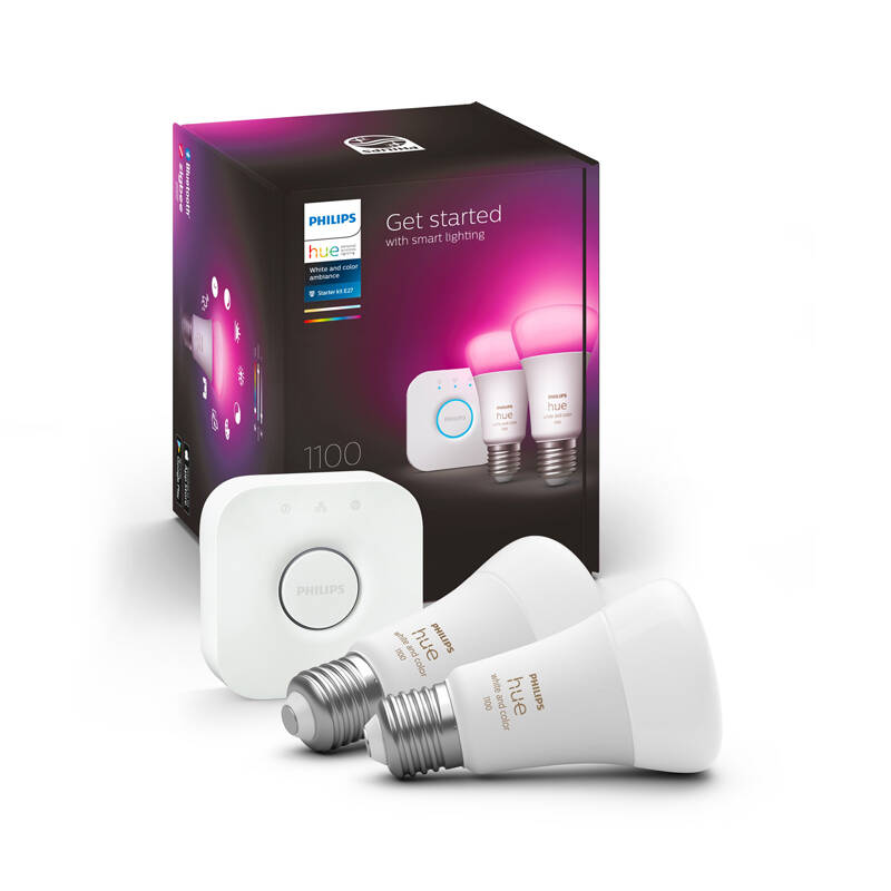Image of Philips Hue 9W Multi Colour Smart Dimmable LED Bulb Screw Cap - Pack of 2