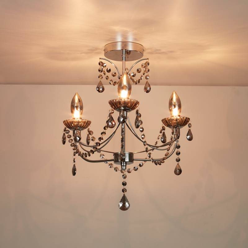 Image of Searchlight Luna 3 Arm Semi-Flush Bathroom Chandelier