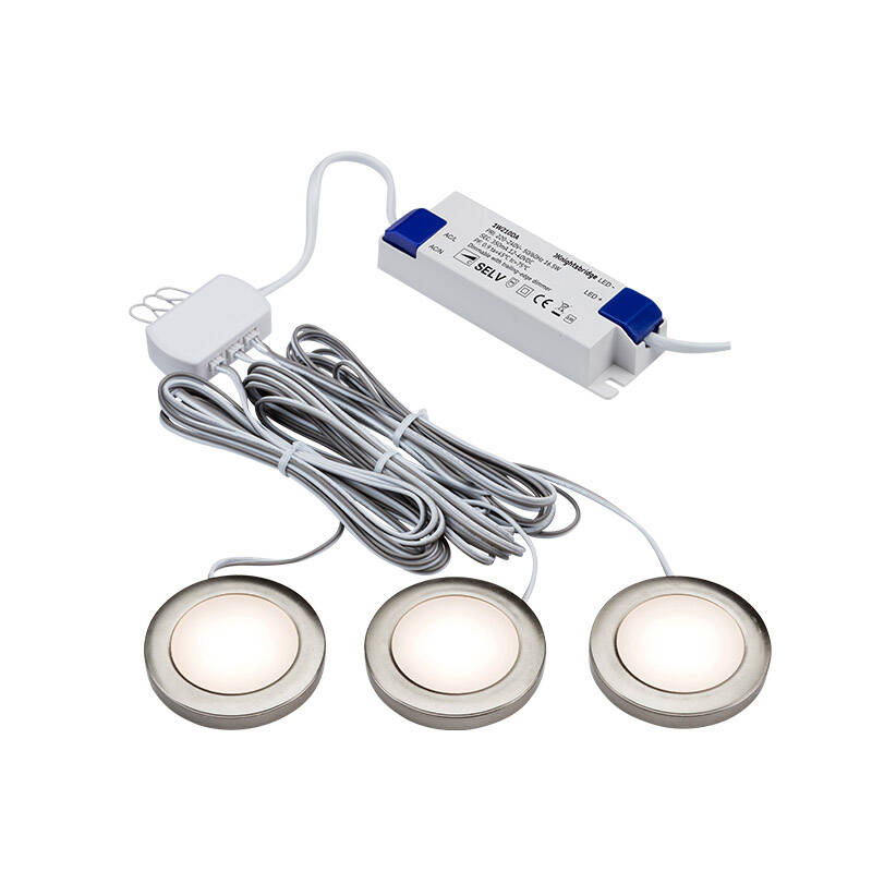 Image of Veil 2.5W Warm White Dimmable LED Low Voltage Under Cabinet Light Kit - Brushed Chrome
