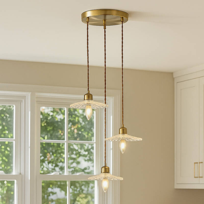 Image of Wisteria Notting Clear Glass 3 Light Cluster Ceiling Pendant