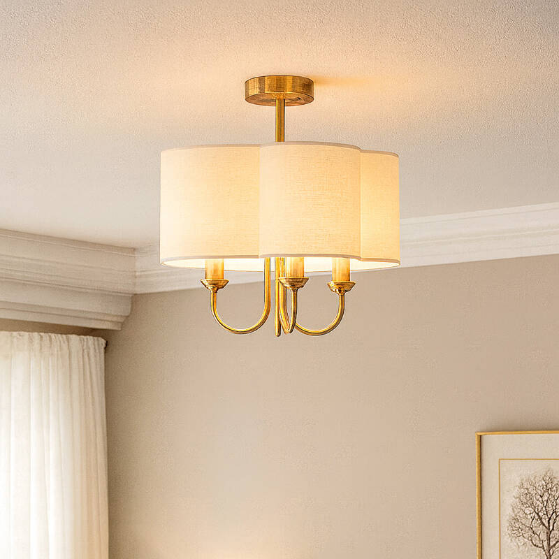Image of Wisteria Bridge 3 Arm Semi-Flush Ceiling Light