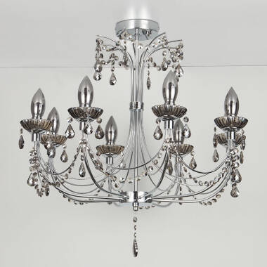 Image of Searchlight Luna 8 Arm Semi-Flush Bathroom Chandelier