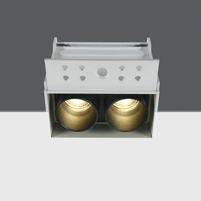 Image of Box 6W Warm White LED Square Trimless Fixed Twin Downlight