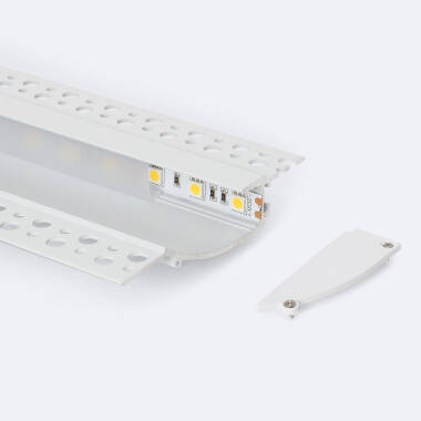 Image of Plaster-in Recessed 2m Aluminium Profile with Continuous Cover for LED Strip