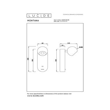 Image of Lucide Montana LED Reading Light with USB Charging Port