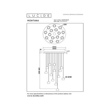 Image of Lucide Montana LED 16 Light Cluster Ceiling Pendant Light with Remote Control