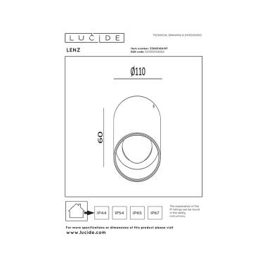 Image of Lucide Lenz LED Outdoor Ceiling Spotlight