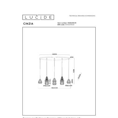 Image of Lucide Cinzia 8 Light Bar Ceiling Pendant Light