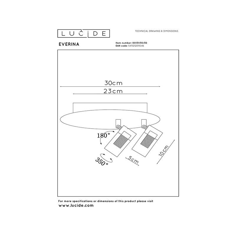 Image of Lucide Everina CCT LED 2 Light Ceiling Spotlight Plate with Remote Control