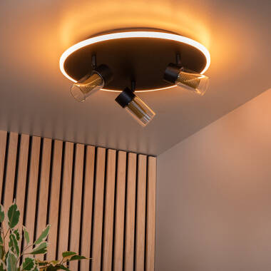 Image of Lucide Everina CCT LED 3 Light Ceiling Spotlight Plate with Remote Control