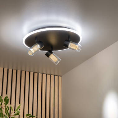 Image of Lucide Everina CCT LED 3 Light Ceiling Spotlight Plate with Remote Control