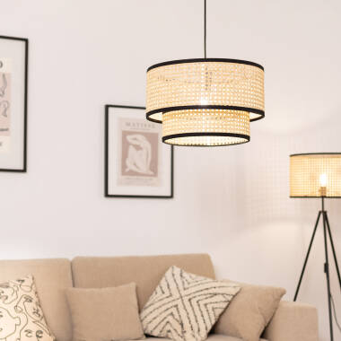 Image of Edit Doppio Rattan Ceiling Pendant Light