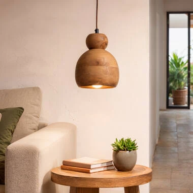 Iluzzia Dallas II Wood Ceiling Pendant Light