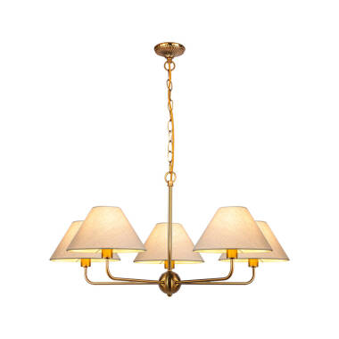 Image of Wisteria Vitra 5 Arm Linen Ceiling Pendant Light