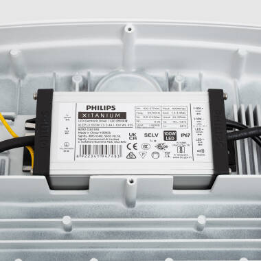 Image of LUMILEDS Philips Xitanium 100W Dimmable 1-10V LED Spotlight Canopy for Gas Stations