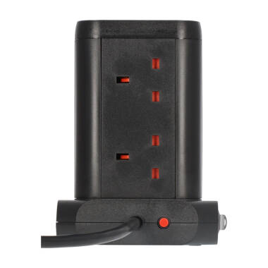 Image of Brennenstuhl 8-way Tower Extension Lead with 3 x USB Charging Sockets - 2M