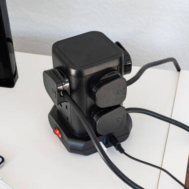 Image of Brennenstuhl 8-way Tower Extension Lead with 3 x USB Charging Sockets - 2M
