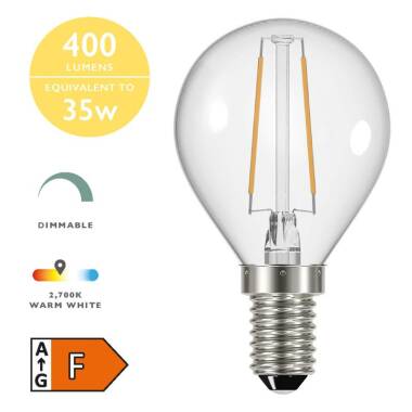Image of Dar 4W 400lm Dimmable LED Decorative Filament Golf Ball Bulb