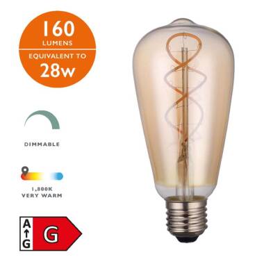 Image of Dar 4W 160lm Dimmable LED Vintage Decorative Filament Squirrel Cage Bulb