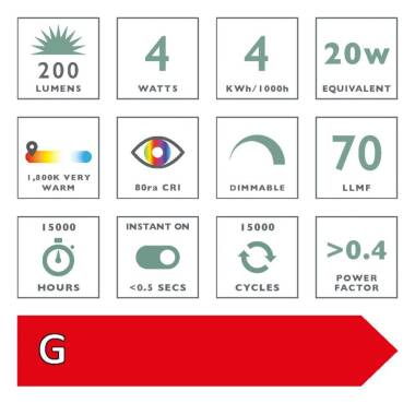 Image of Dar 4W 200lm Dimmable LED Decorative Filament Globe Bulb - Screw Cap