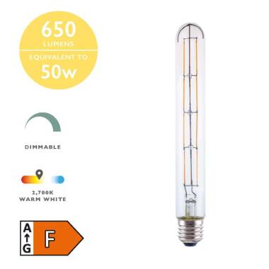 Image of Dar 6W 650lm Dimmable LED Decorative Filament 225mm Tubular Bulb
