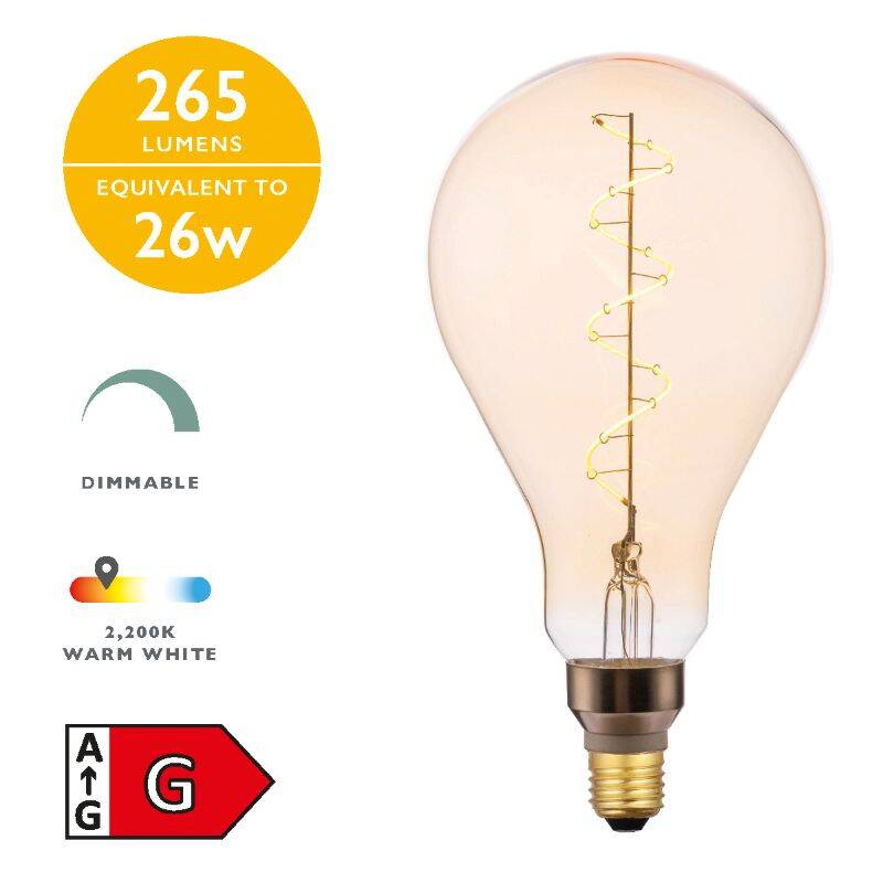 Dar 4W Very Warm White 265lm Dimmable LED Vintage Decorative Filament ...