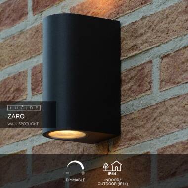 Image of Lucide Zaro Curved Outdoor Up & Down Wall Light