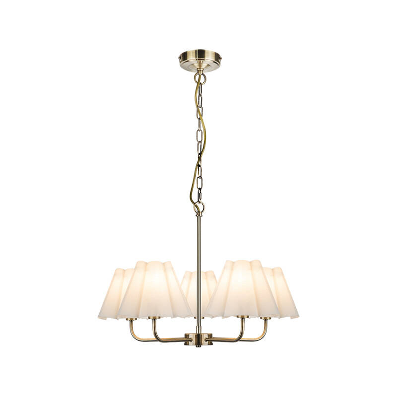 Image of Wisteria Violet Linen 5 Light Multi Arm Ceiling Pendant Light