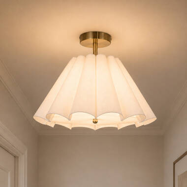 Image of Wisteria Violet Linen Semi-Flush Ceiling Light