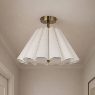 Image of Wisteria Violet Linen Semi-Flush Ceiling Light