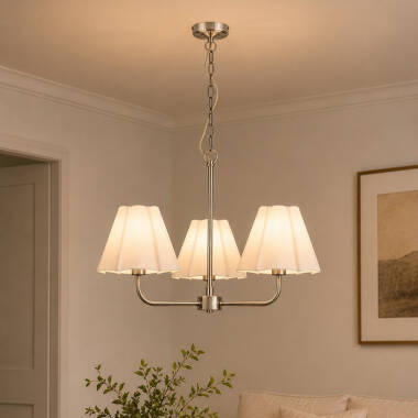 Image of Wisteria Violet Linen 3 Light Multi Arm Ceiling Pendant Light