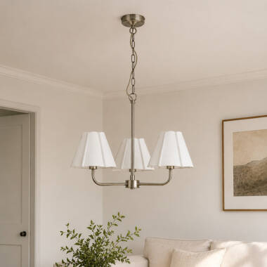Image of Wisteria Violet Linen 3 Light Multi Arm Ceiling Pendant Light