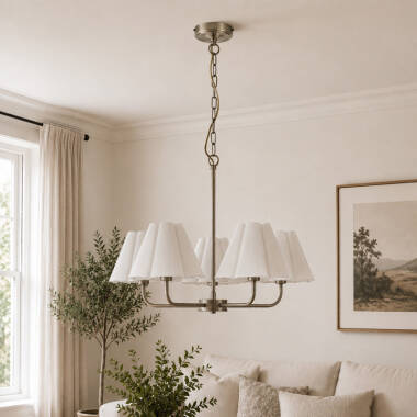 Image of Wisteria Violet Linen 5 Light Multi Arm Ceiling Pendant Light