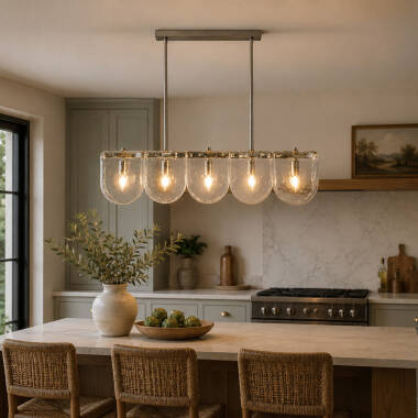 Image of Westport Sara Glass 5 Light Ceiling Bar Pendant Light