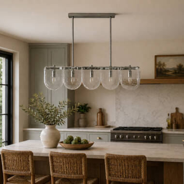 Image of Westport Sara Glass 5 Light Ceiling Bar Pendant Light