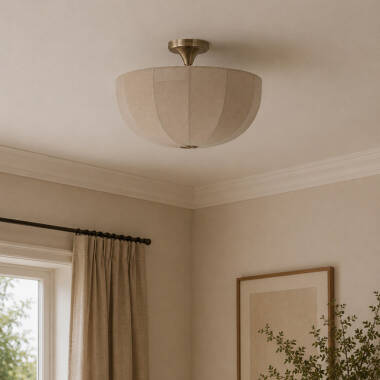 Image of Khudi & Khora Silk Semi-Flush Linen Ceiling Light