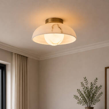 Image of Westport Marlow Albaster Semi-Flush Ceiling Light