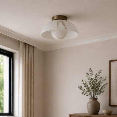Image of Westport Marlow Albaster Semi-Flush Ceiling Light