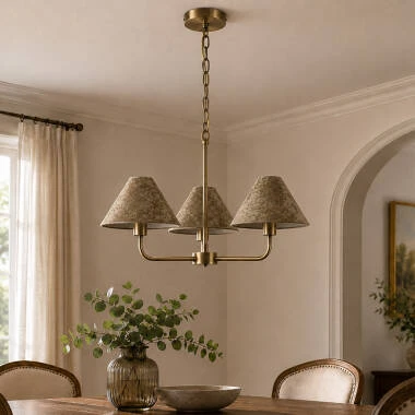 Wisteria Camelia Velvet 3 Arm Ceiling Pendant Light