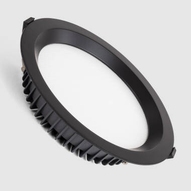 Aero LED IP44 Black Round Downlight Ø200mm Cut Out Microprismatic