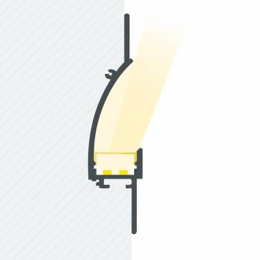 Plaster-in Recessed 2m Aluminium Profile with Continuous Cover for LED Strip
