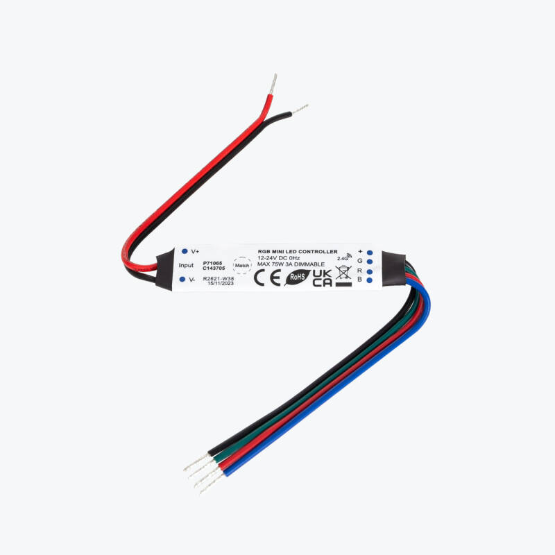 Image of Mini RF Controller 12/24V DC RGB LED Strip compatible with Remote
