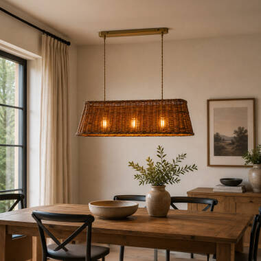 Image of Khudi & Khora Lucent Rattan Bar Ceiling Pendant Light