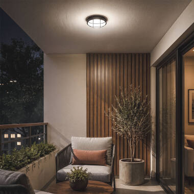 Image of Hublot Grid Round LED Outdoor Flush Ceiling Light
